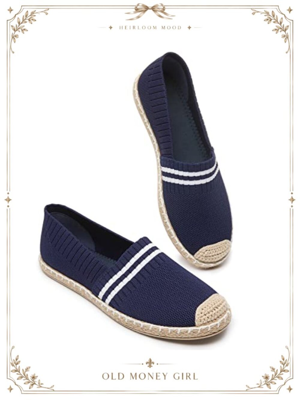 Womens Mesh Slip On Flats Breathable Knit Loafers Jute Mids